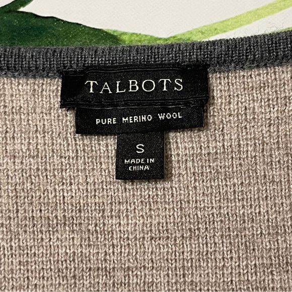 Talbots Womens 100% Merino Wool Open Front Color Block Cardigan Small - Picture 8 of 14